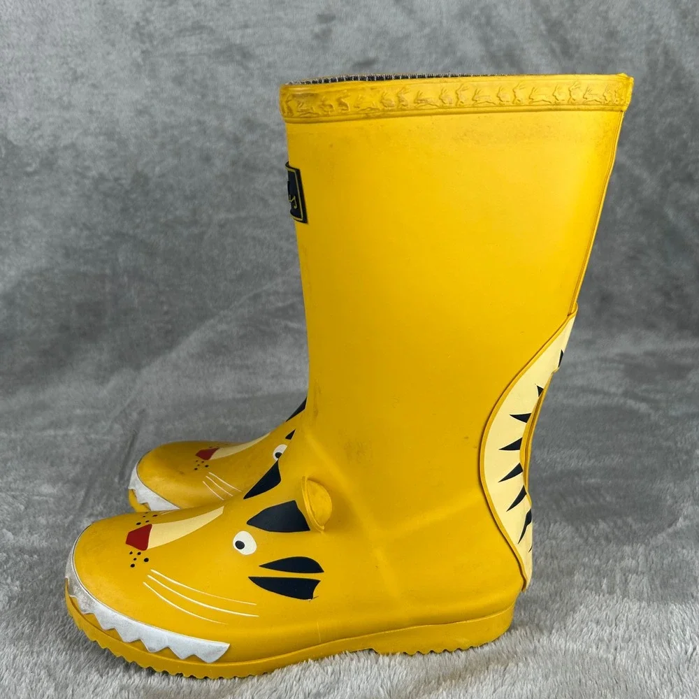 Joules Kids Yellow Tiger Rain Boots Waterproof Wellies Size US 2 EU 33